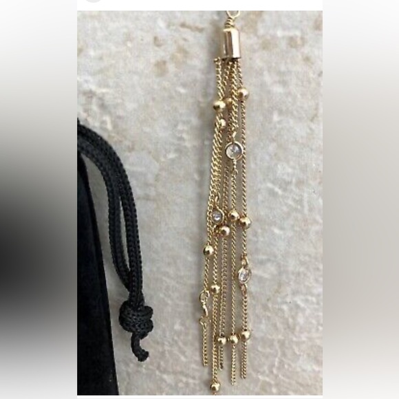 Ettika Chloe - Layered Chain Drop Tassel 18k Gold Plated And Crystal Necklace - Picture 8 of 9